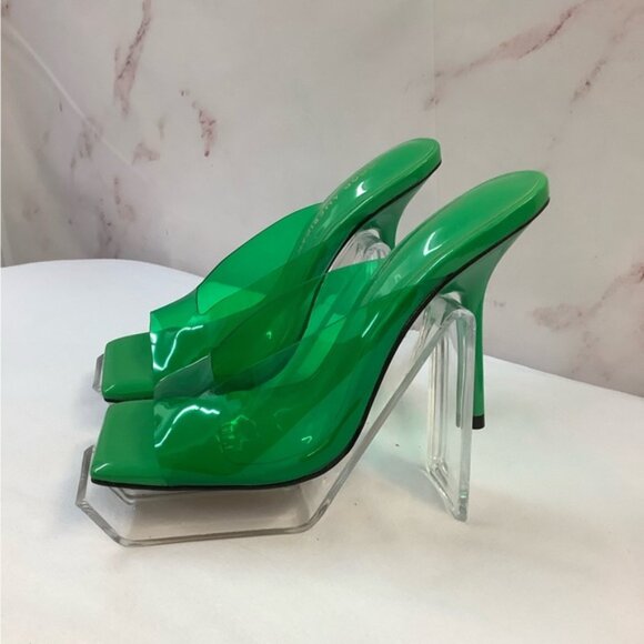NIB Good American Emerald Green 4" Heels Size 5 - Picture 4 of 6
